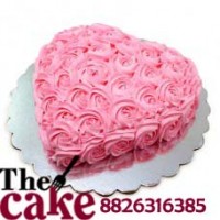 Heart Shape Pink Roses Cake
